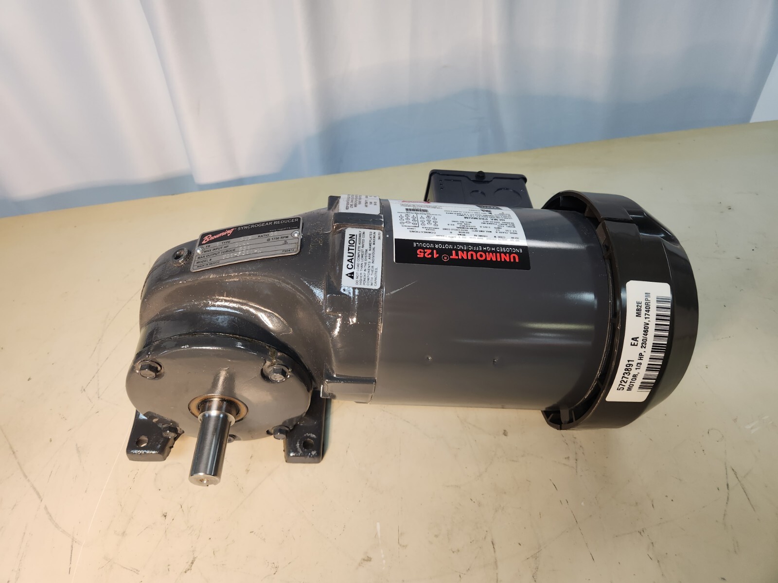 NOS Browning Unimount 125 E522 Motor + Browning Y01-F310-N Syncrogear Reducer NOS Browning Unimount 125 E522 Motor + Browning Y01-F310-N Syncrogear Reducer
