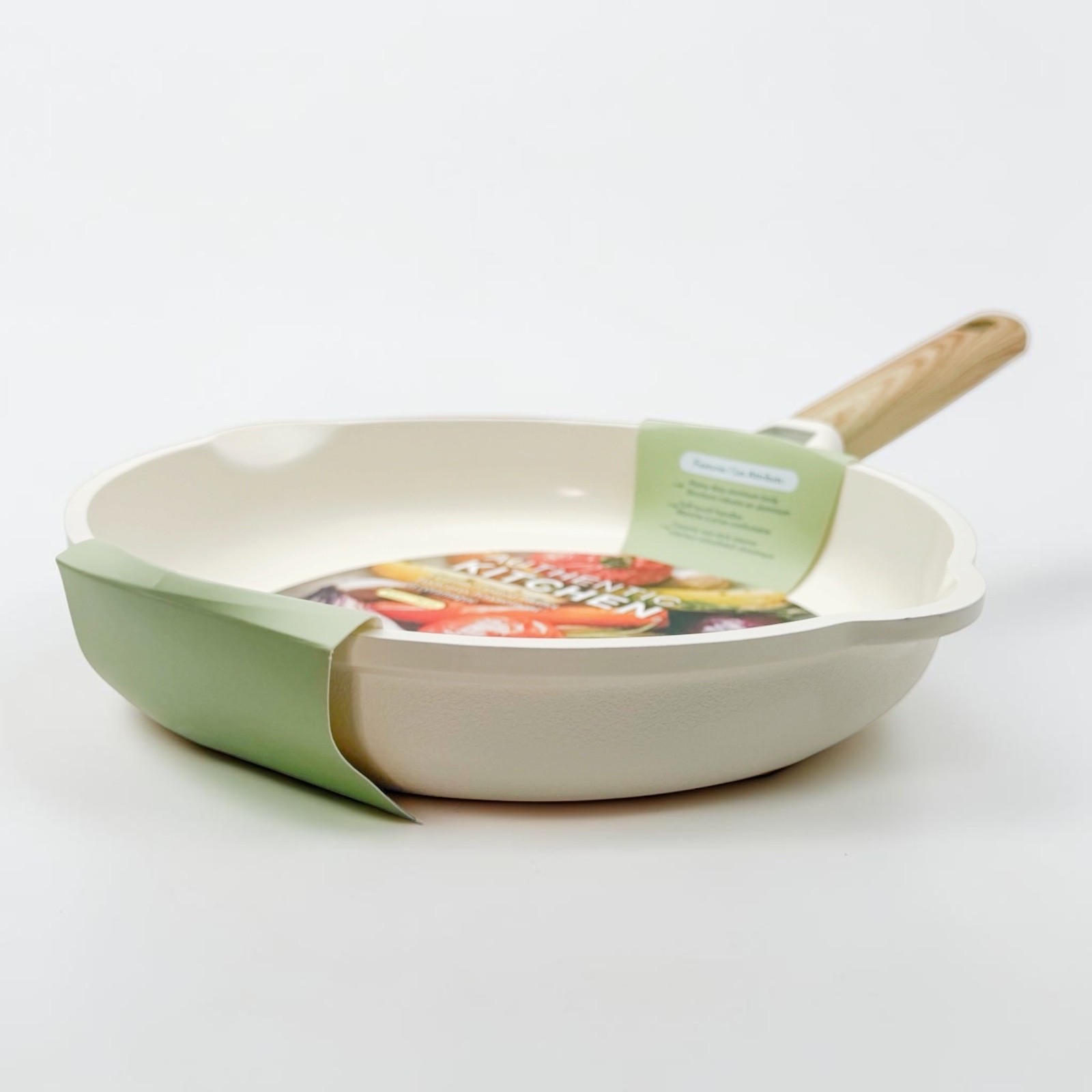 Authentic Kitchen 9.5 in Ceramic Coated Skillet Nonstick Fry Pan Cream