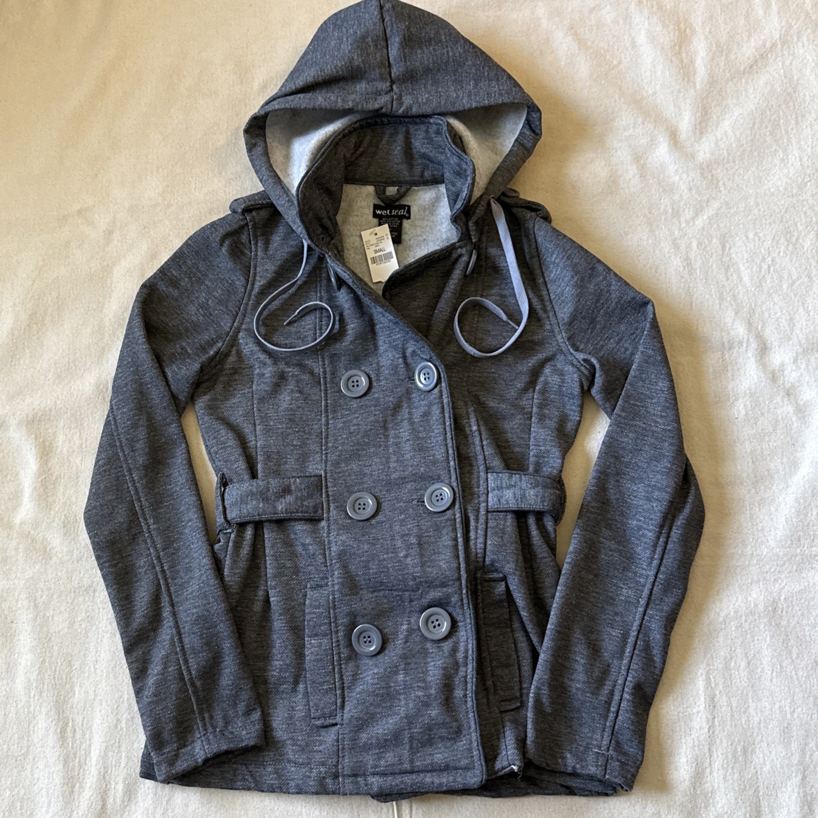 Wet Seal Y2K Womens Grey Double Breasted Jacket Small NWT Wet Seal Y2K Womens Grey Double Breasted Jacket Small NWT