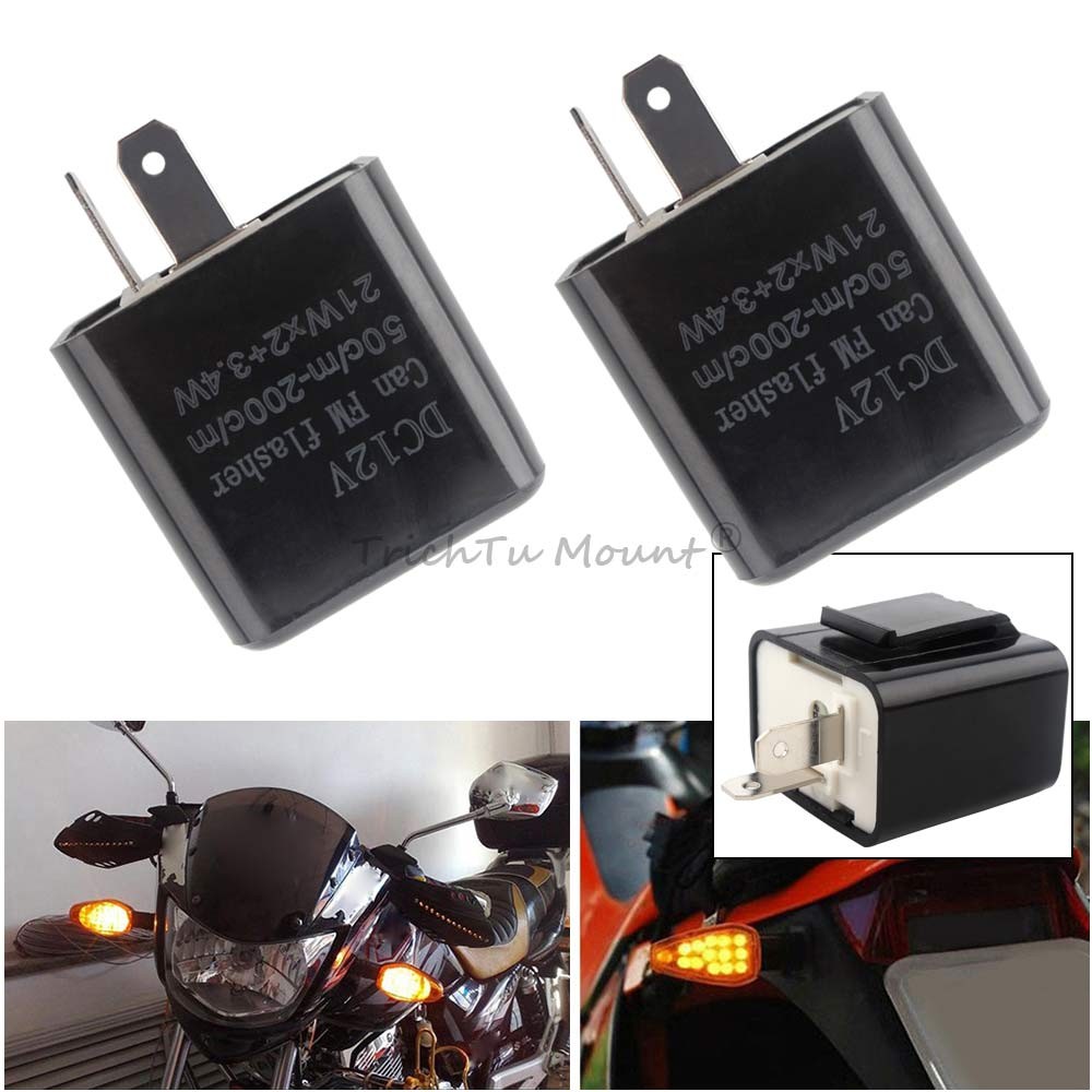 2-Pin LED Turn Signal Light Flasher Relay 12v Adjustable Speed Universal 2PCS