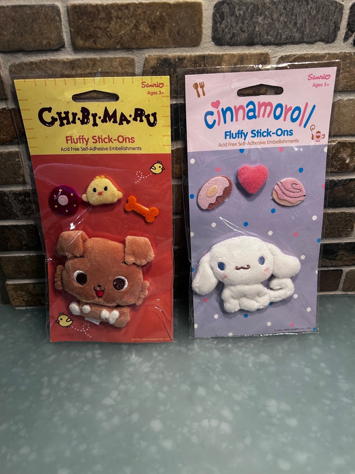 Vtg 2005 Sanrio Fluffy Stick-Ons, Plush Puffy Stickers Chibimaru Cinnamoroll Y2K Vtg 2005 Sanrio Fluffy Stick-Ons, Plush Puffy Stickers Chibimaru Cinnamoroll Y2K