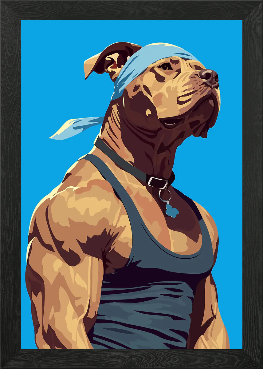 Muscular Buff Pitbull Funny Dog Min Framed Wall Art Poster Canvas Print Picture Muscular Buff Pitbull Funny Dog Min Framed Wall Art Poster Canvas Print Picture
