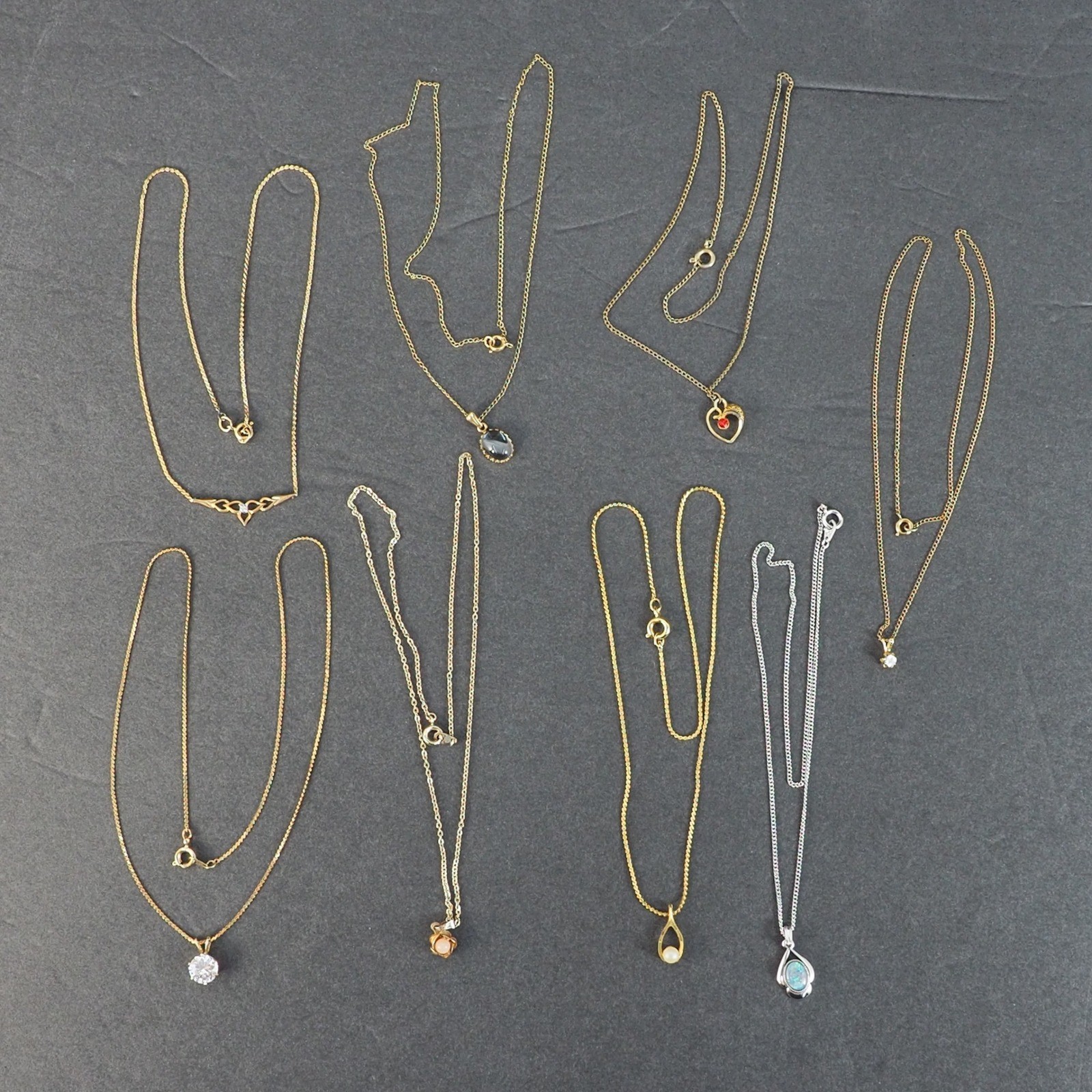 Vintage Dainty Pendant Necklace Gold Silver Tone Mixed Lot 8 Everyday Minimalist