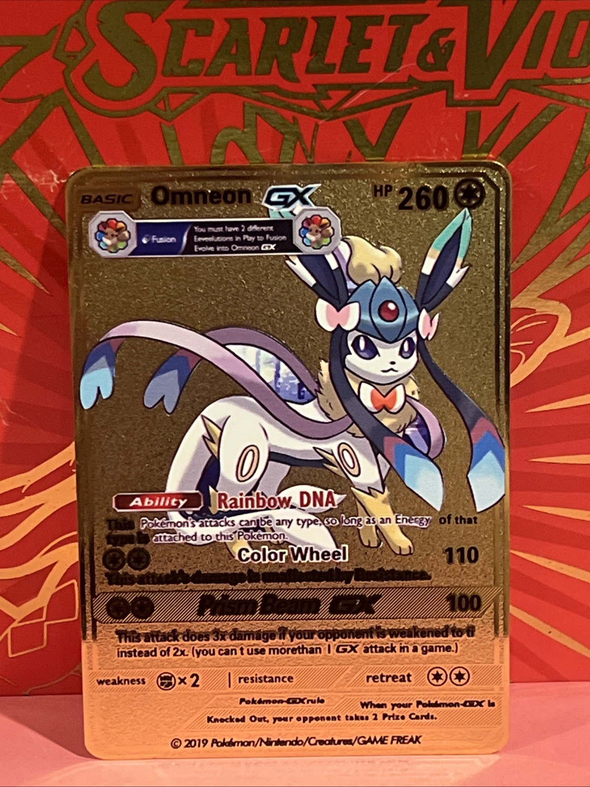 Pokemon Inspired Metal Card Omneon GX For Gift / Display