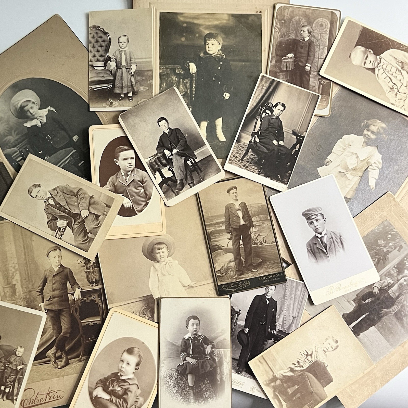Antique Photograph Cabinet Card & CDV Lot Of 21 Adorable Little Boy Children