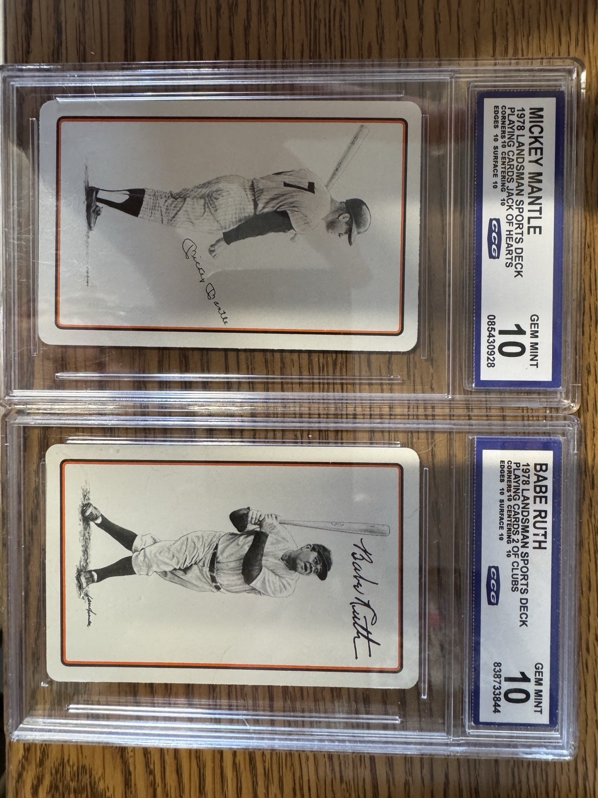 1978 Landsman Sports Deck Mickey Mantle Babe Ruth CCG Gem Mint 10 2 Card Lot 1978 Landsman Sports Deck Mickey Mantle Babe Ruth CCG Gem Mint 10 2 Card Lot