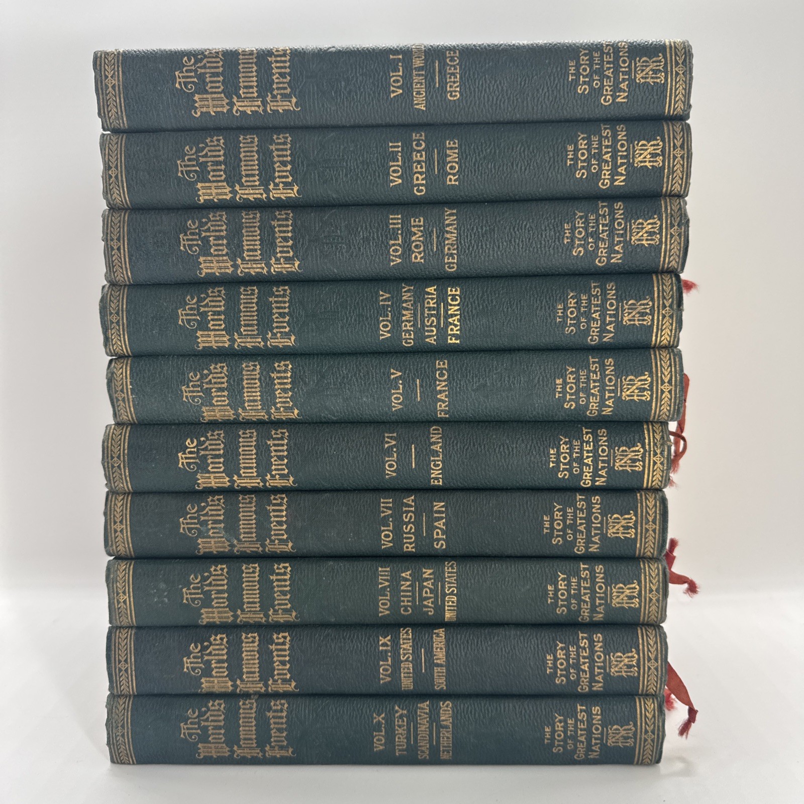 1913 The Story of the Greatest Nations Complete 10 Volume Set History Decor