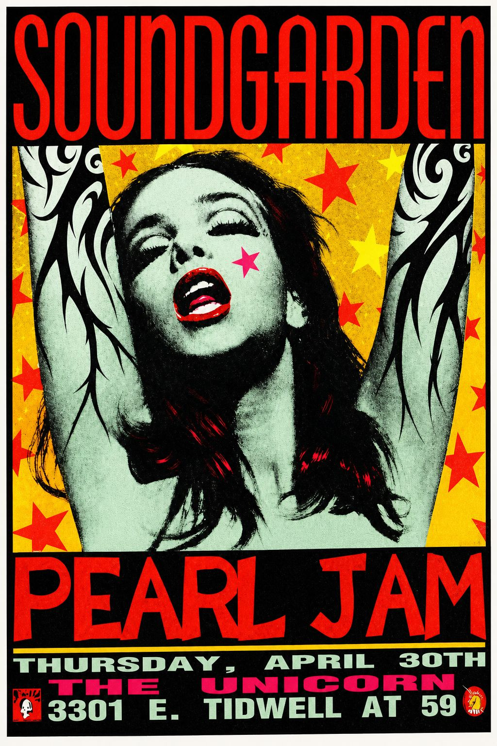 Pearl Jam SOUNDGARDEN PEARL JAM KOZIK 92 GREEN LADY POSTER RARE Reprint