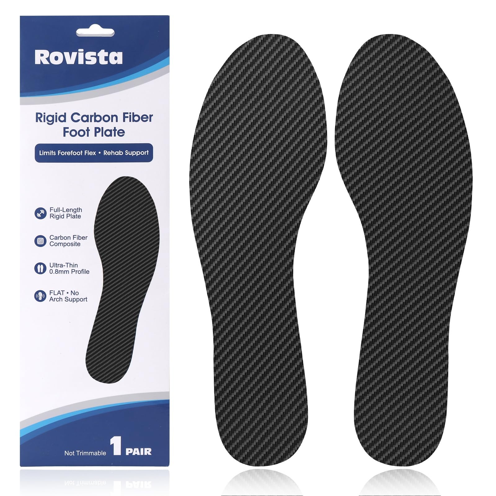 1 Pair Carbon Fiber Insole – 0.8mm Thin Carbon Fiber Insert for Turf Toe, Foo...