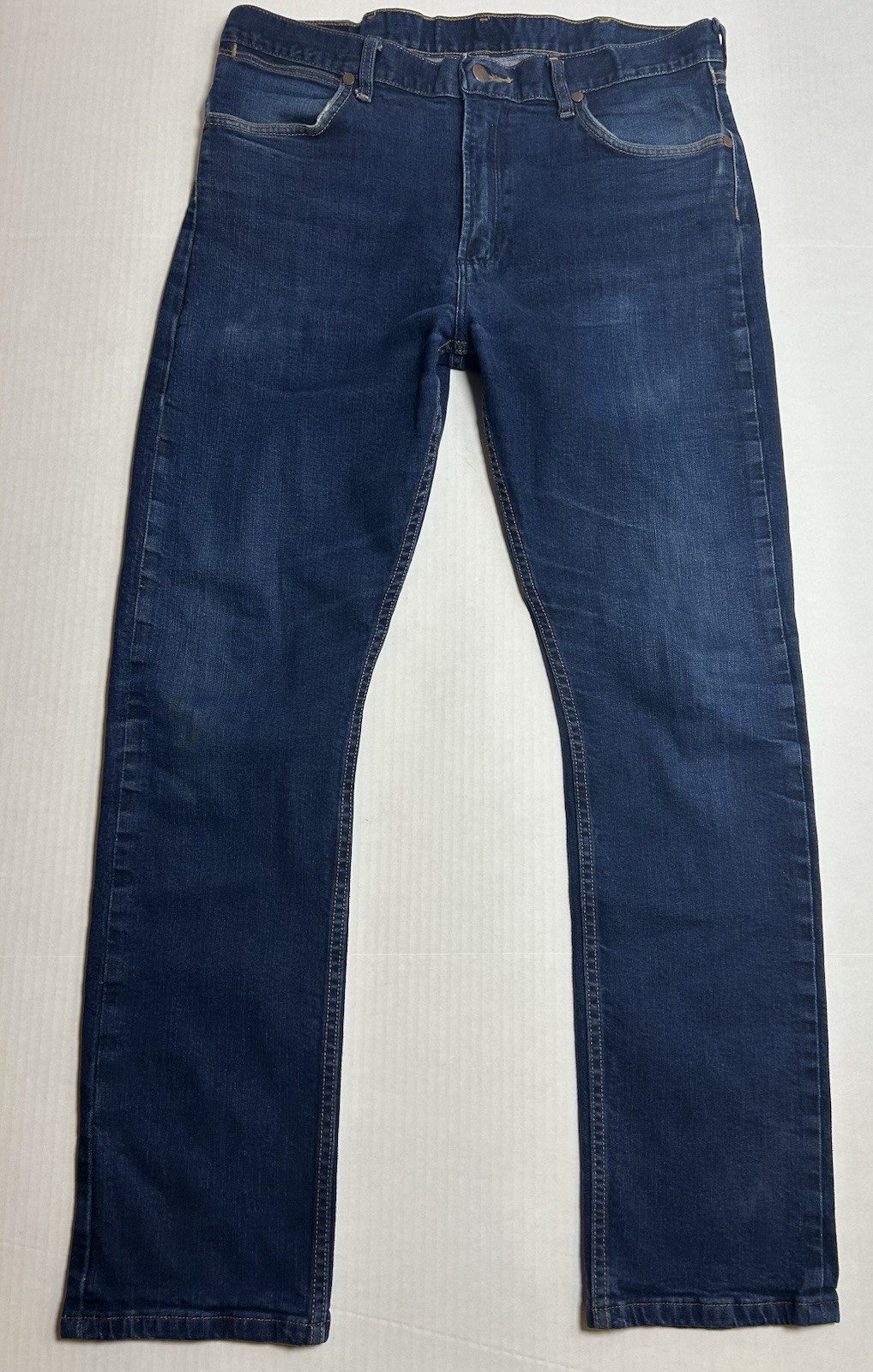 Wrangler for Lucchese Bootmaker Mens Indigo Blue Straight Leg Jeans 34x32 Wrangler for Lucchese Bootmaker Mens Indigo Blue Straight Leg Jeans 34x32