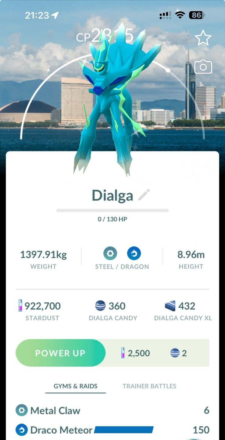Shiny Origin Forme Dialga Background Fukuoka - Trade 1 Mil Stardust