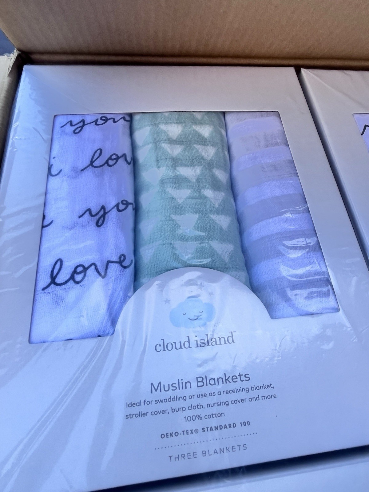 Cloud Island Muslin Baby Blankets/Swaddle- Multicolor- Set of 3- Brand New