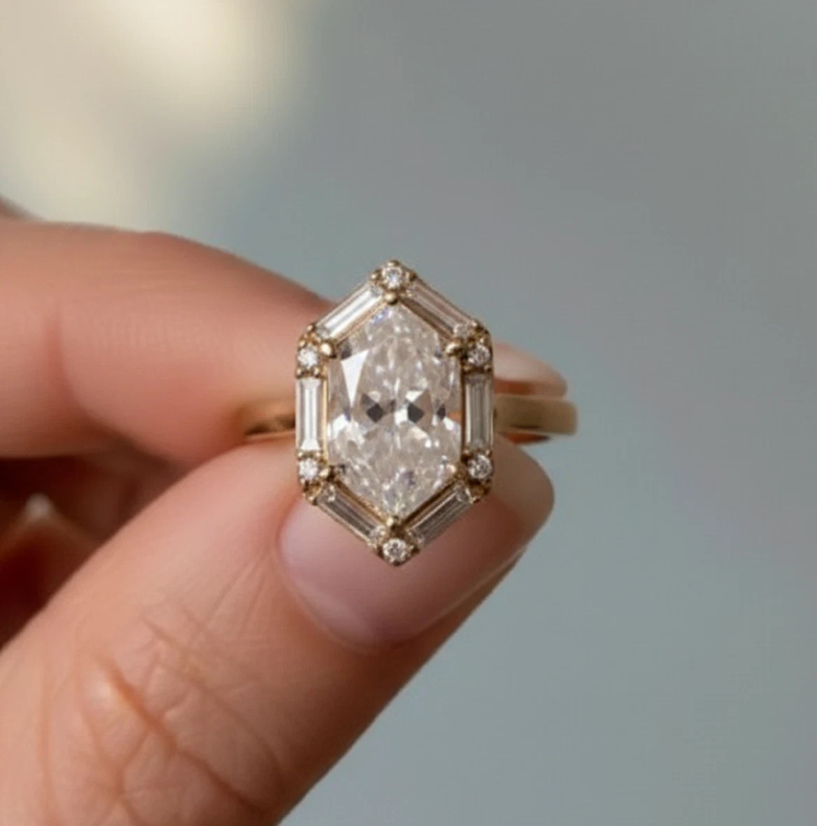 3 Ct Dutch Marquise Cut Moissanite Halo Cocktail Ring In 14k Yellow Gold Plated