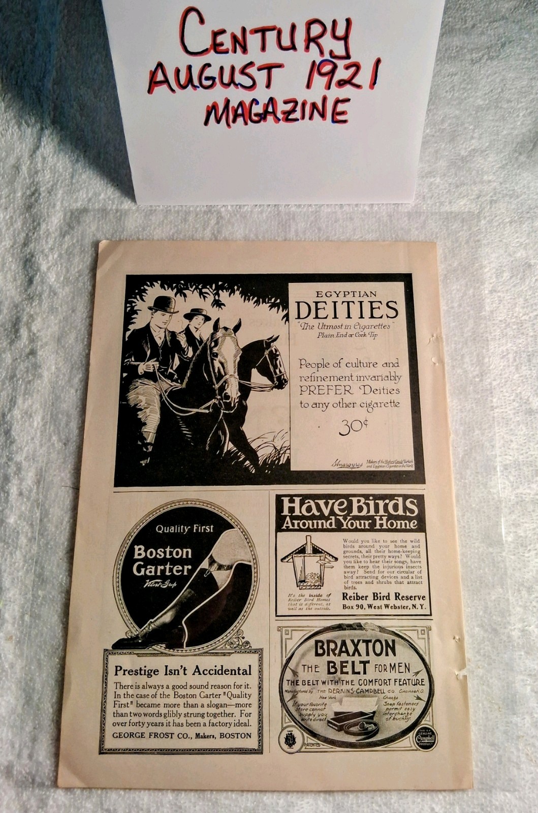 1921 EGYPTIAN DEITIES CIGARETTES/TOBACCO MULTI-AD, CENTURY MAGAZINE 1921 EGYPTIAN DEITIES CIGARETTES/TOBACCO MULTI-AD, CENTURY MAGAZINE