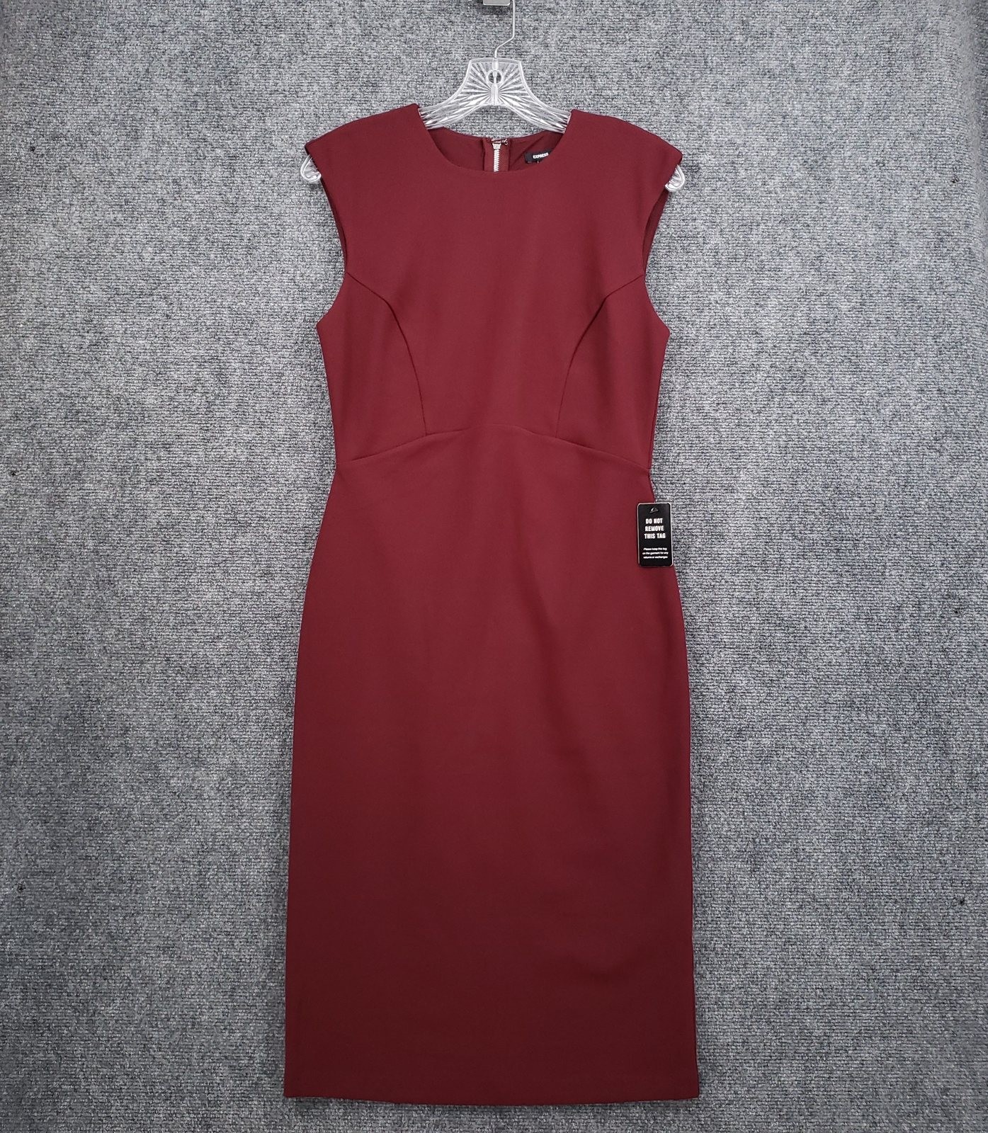 NEW Express Sheath Dress Womens S Small Red Crew Sleeveless Back Zip Princess