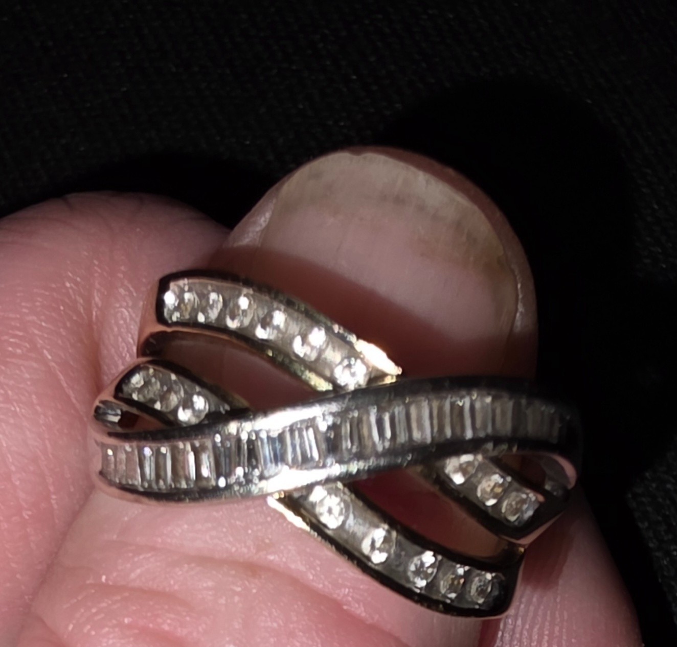 two toned 14k gold aniversary ring for women 3 rows white diamond totals 40 sz7