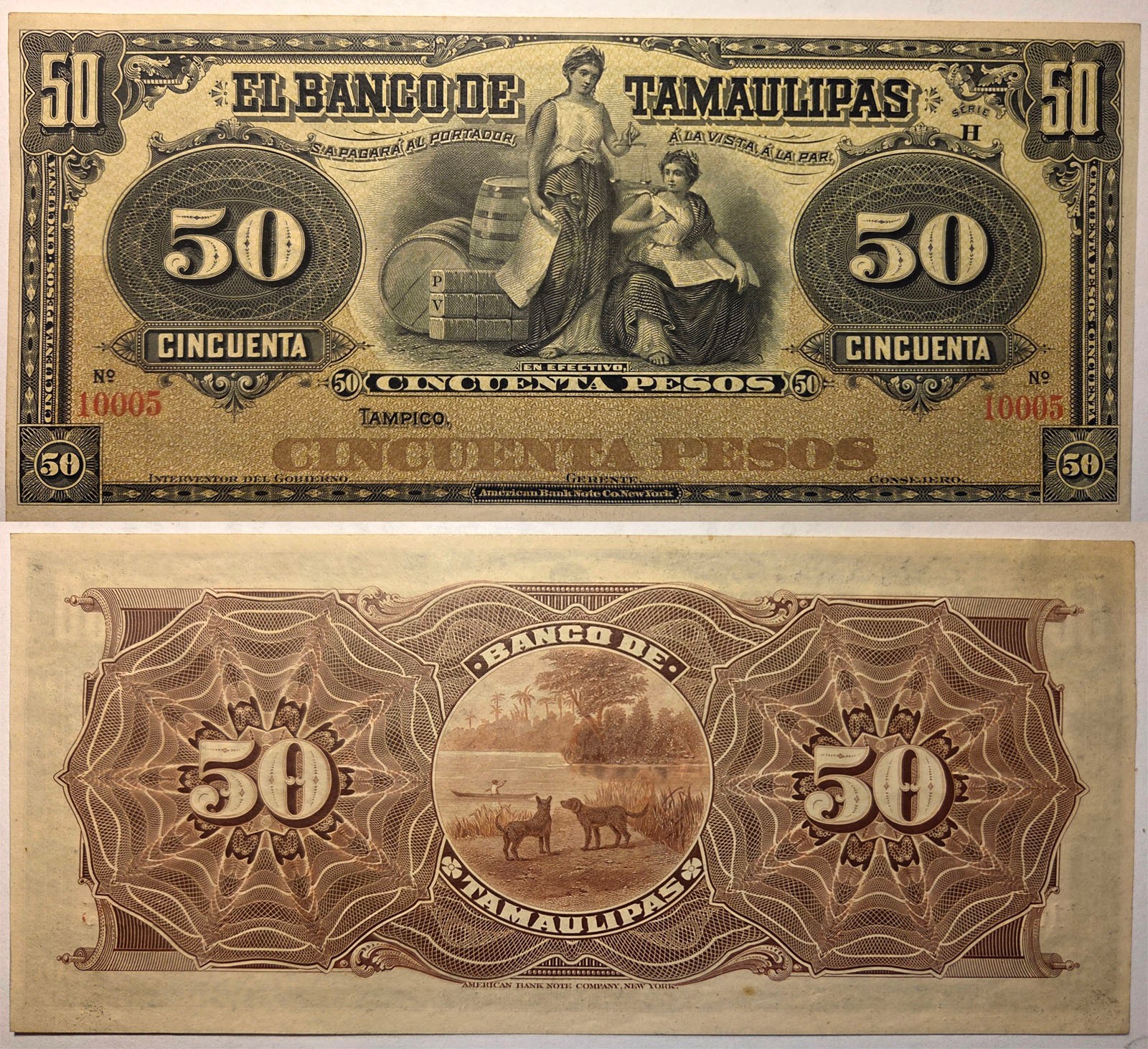 #1337 EL BANCO DE TAMAULIPAS 50 PESOS - CHOICE UNCIRCULATED #1337 EL BANCO DE TAMAULIPAS 50 PESOS - CHOICE UNCIRCULATED