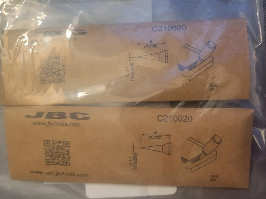 JBC C210020 Soldering Tip, Cartridge, Conical, 0.1mm Mfr Part #C210020 **NEW**