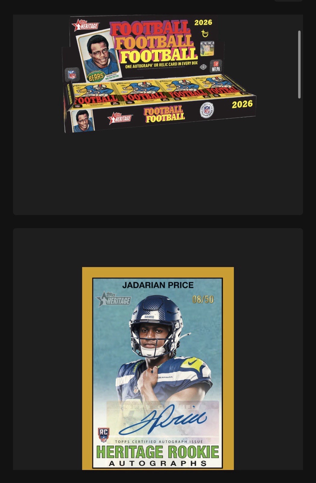 2026 Topps Heritage Football Hobby Box New Sealed PRESALE Ships 10/21/2026