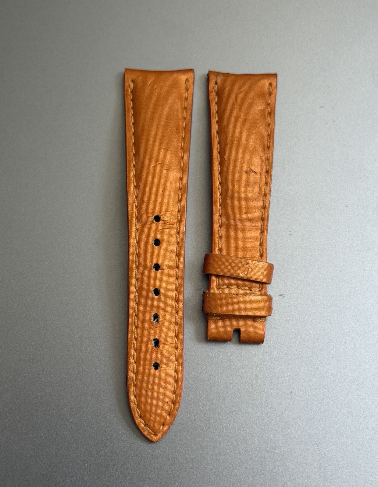 Authentic Zenith OEM Orange Satin & Leather 18mm Watch Strap Handmade Swiss NOS