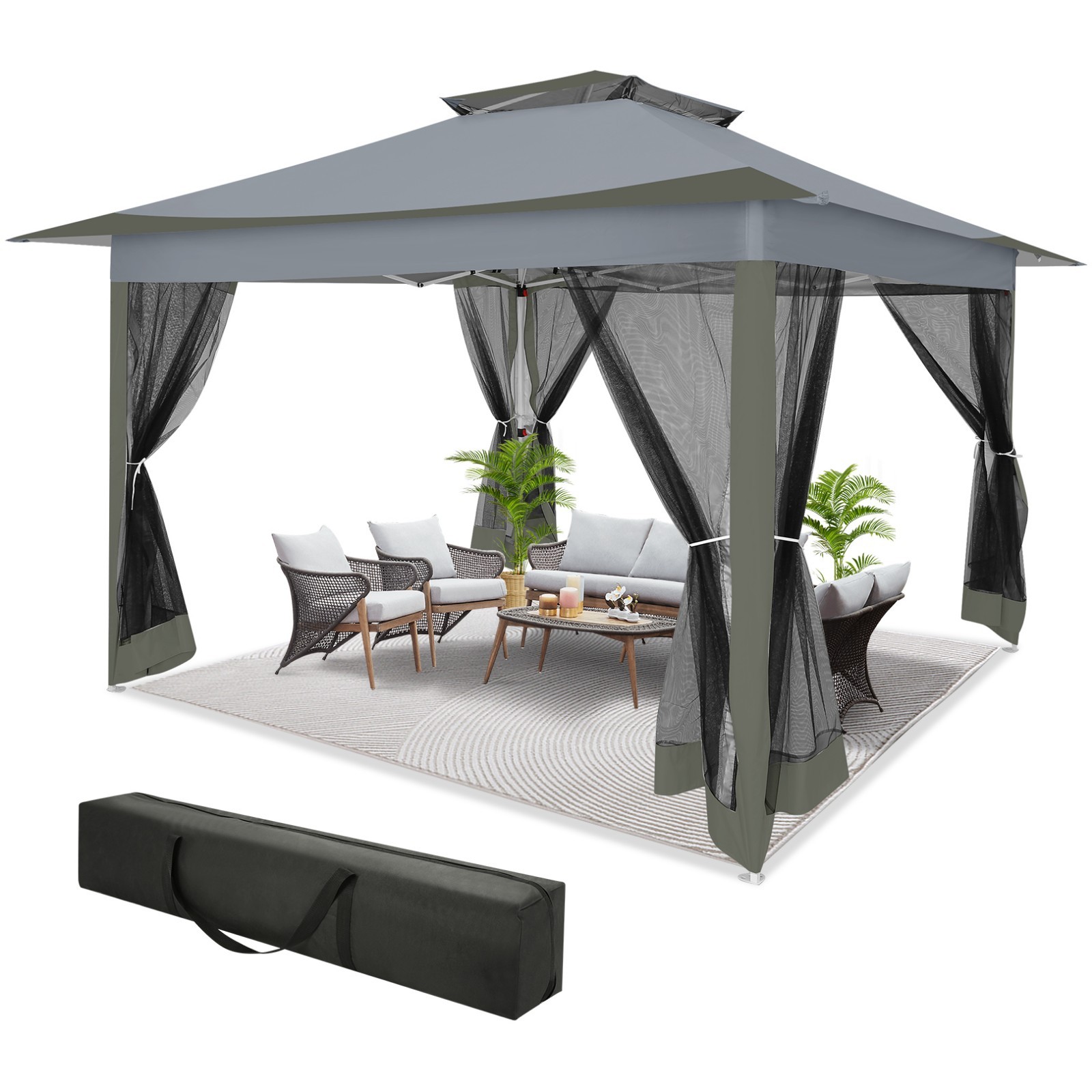 12x12 ft Pop up Gazebo Outdoor Canopy Tent with Mosquito Netting Patio Gazebo