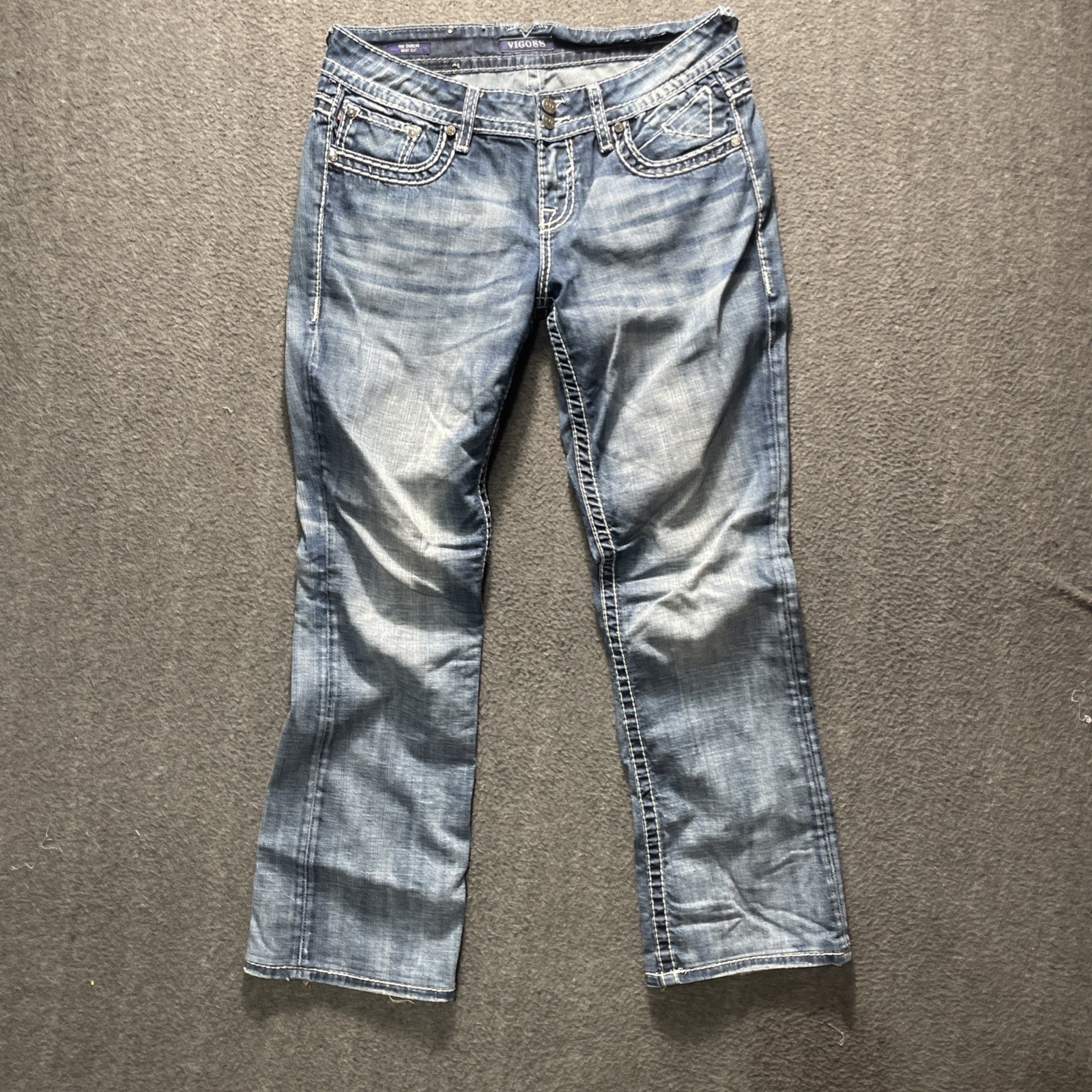 Vigoss Jeans Womens Juniors 11 Blue Denim Dublin Boot Cut Mid Rise Embellished