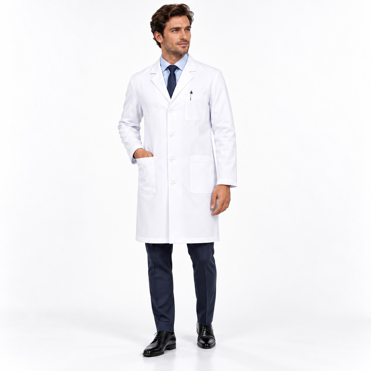 Panda Uniform By HEEDFIT Mens White Lab Coat Unisex Medical Doctor 3 Pocket Coat