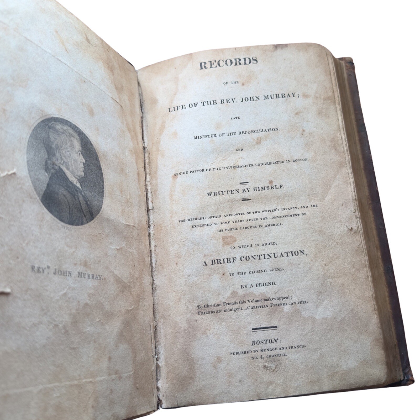 RARE ~1816 Records of the Life of the Rev. John Murray AUTOBIOGRAPHY 1st Edition