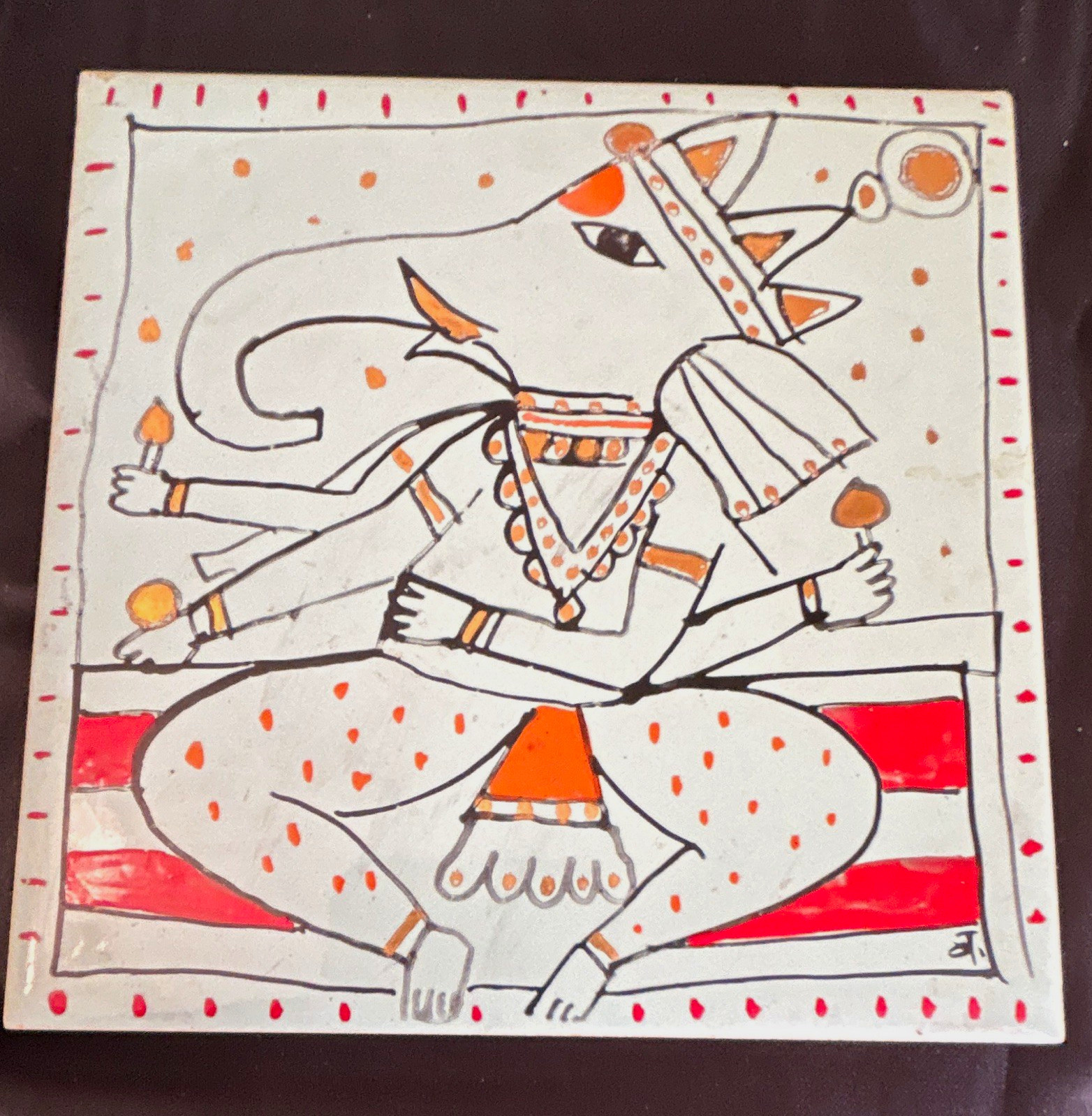 Hexamar Studio Handmade Hand Painted Hinduism Art tile painted
