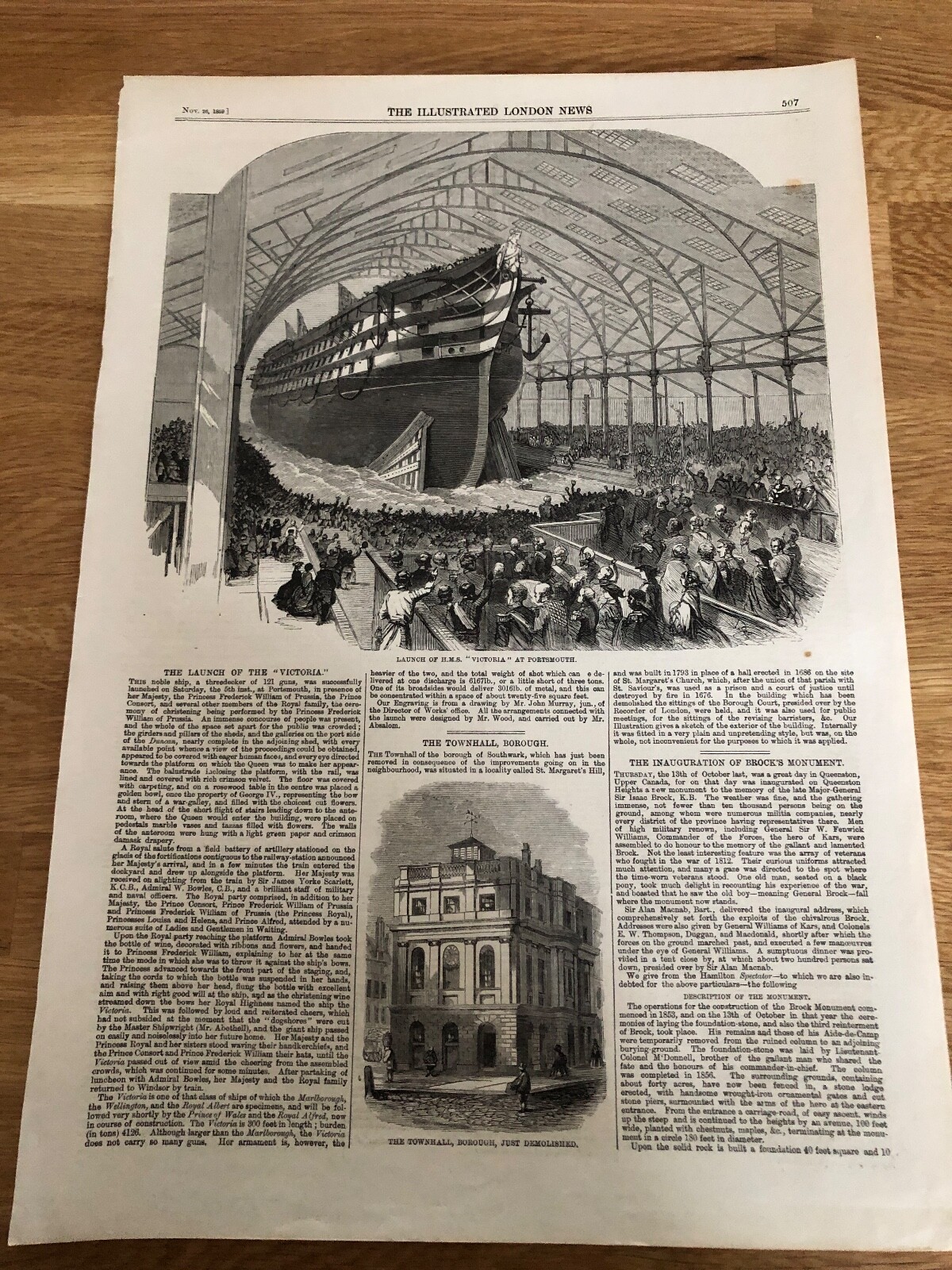 1859 illustrated london news print . launch of h.m.s victoria at portsmouth 1859 illustrated london news print . launch of h.m.s victoria at portsmouth