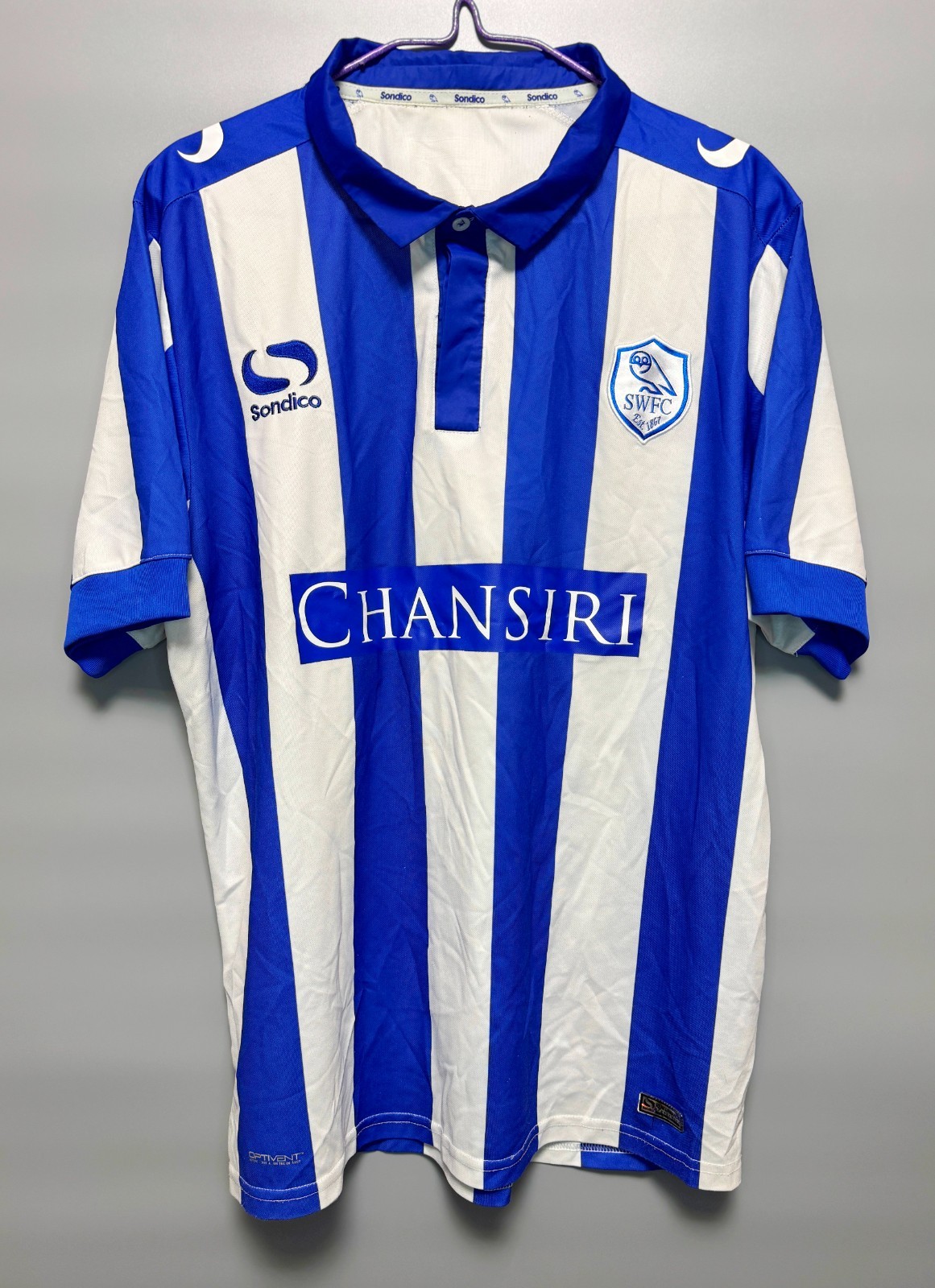 SHEFFIELD WEDNESDAY FC 2015/2016 HOME FOOTBALL SHIRT JERSEY SONDICO SIZE L