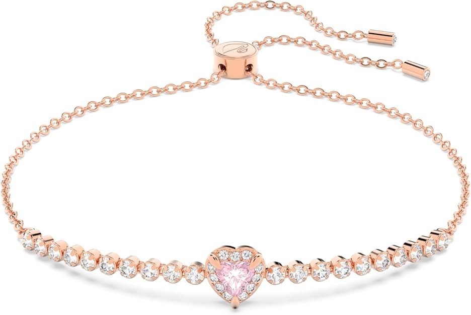 Swarovski One bracelet Heart Rose Gold Tone Rhodium Plated 5646745 Pink - M NEW Swarovski One bracelet Heart Rose Gold Tone Rhodium Plated 5646745 Pink - M NEW