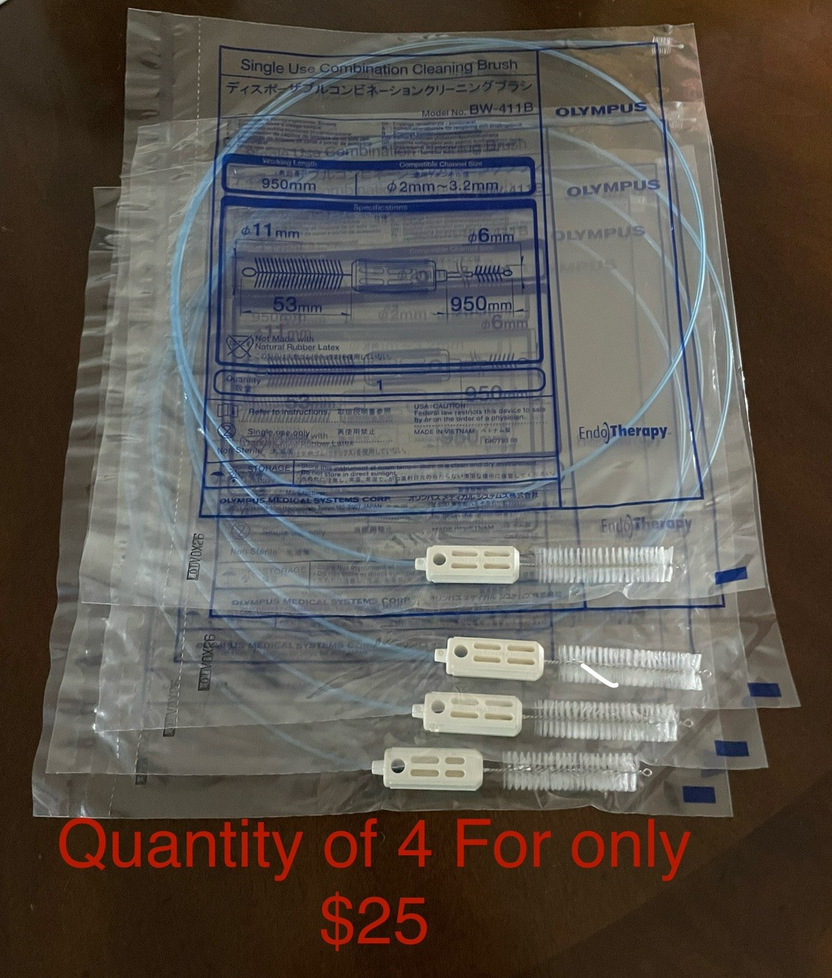 Olympus BW-411B Single Use EndoTherapy Cleaning Brush 950mm 2mm3.2mm Olympus BW-411B Single Use EndoTherapy Cleaning Brush 950mm 2mm3.2mm