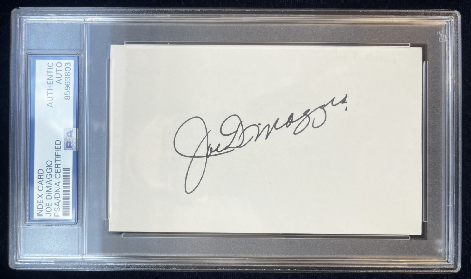 Joe DiMaggio Signed Index Card. PSA Authentic Auto Joe DiMaggio Signed Index Card. PSA Authentic Auto