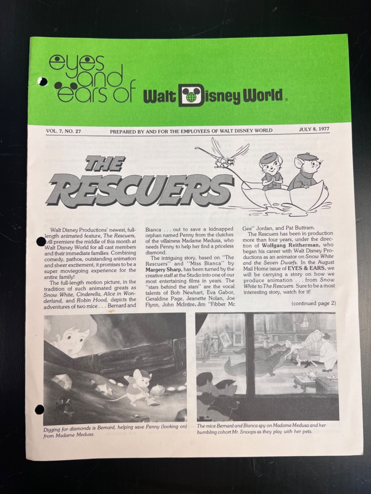 1977 Vintage Rare Disney original Document Eyes and Ears Publication. VOL.7 #27