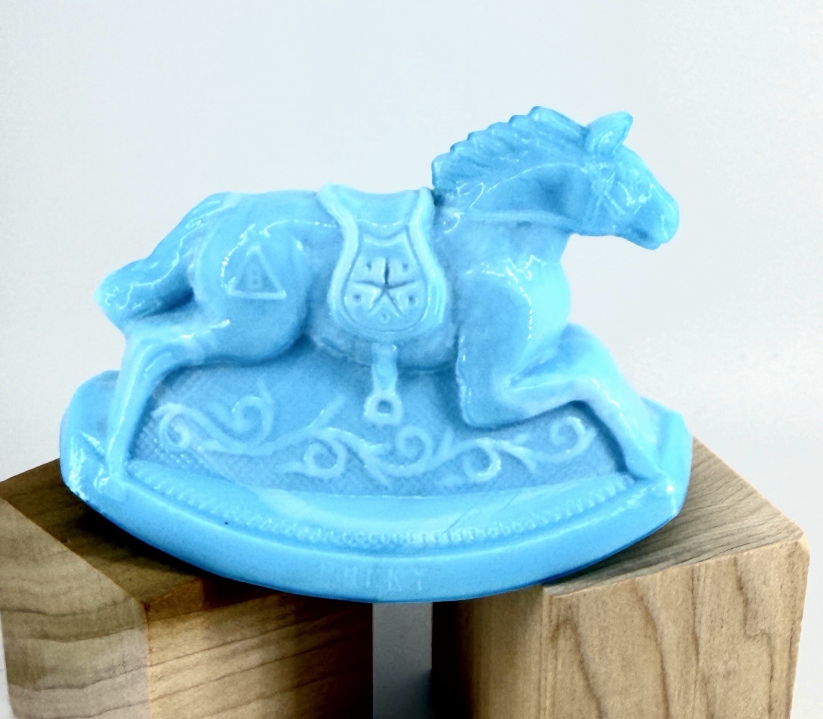Vintage 1982 Guernsey Mosser Glass Rocky Rocking Horse #3 Blue Boy Milk Glass