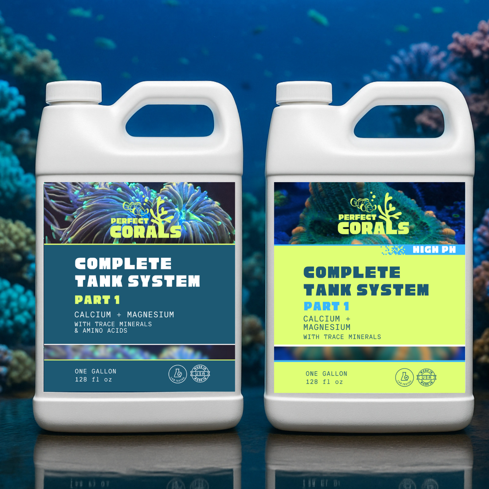 Complete Tank Set High pH (2 gal) Calcium, Mag, Alk, Trace Minerals, Amino Acids