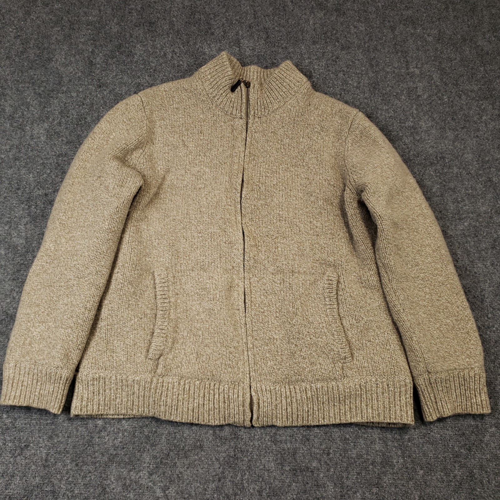 LL Bean Ragg Wool Full Zip Sweater Mens XL Lambswool Pockets Plaid Lined LL Bean Ragg Wool Full Zip Sweater Mens XL Lambswool Pockets Plaid Lined
