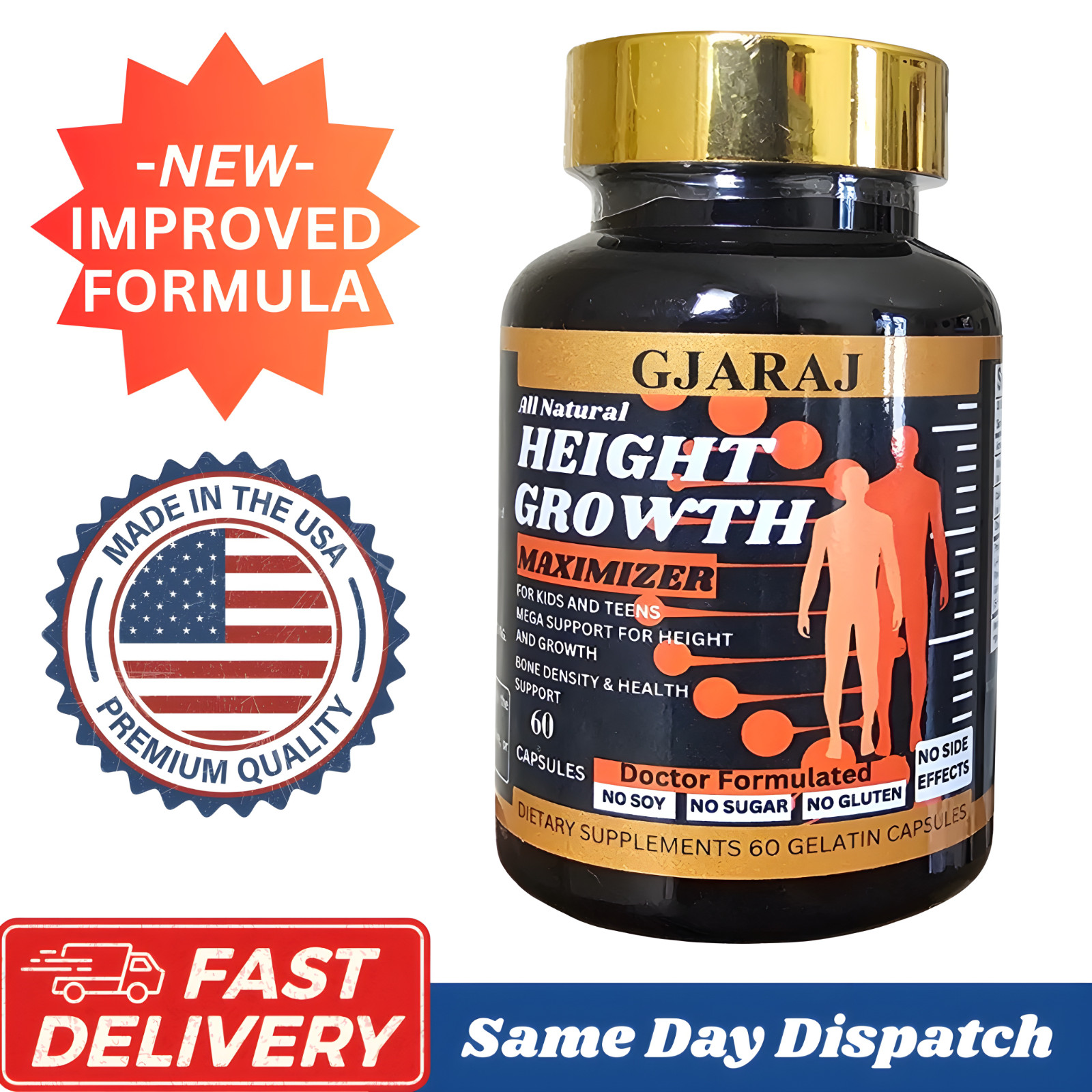 Height Growth Maximizer supplement- Natural Way to Boost Bones/+Vitamins USA