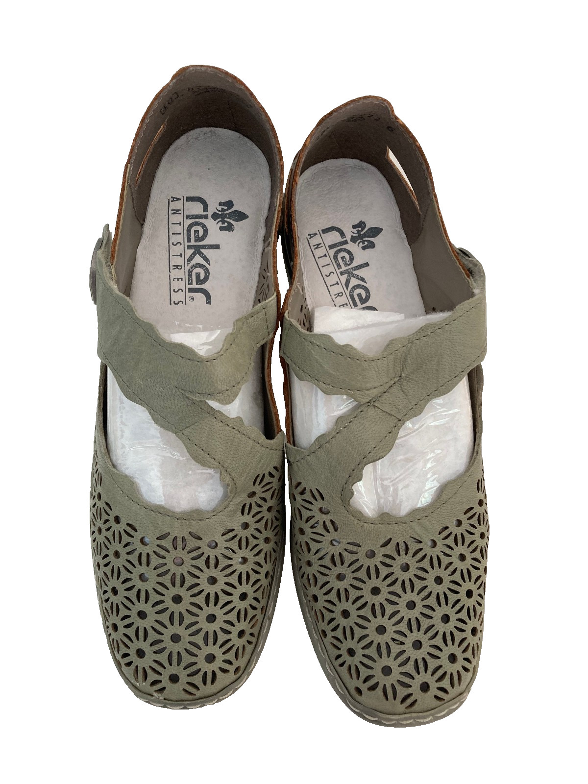 NEW RIEKER Antistress Walking Leather Shoes Womens Size 40 Soft Green/Brown
