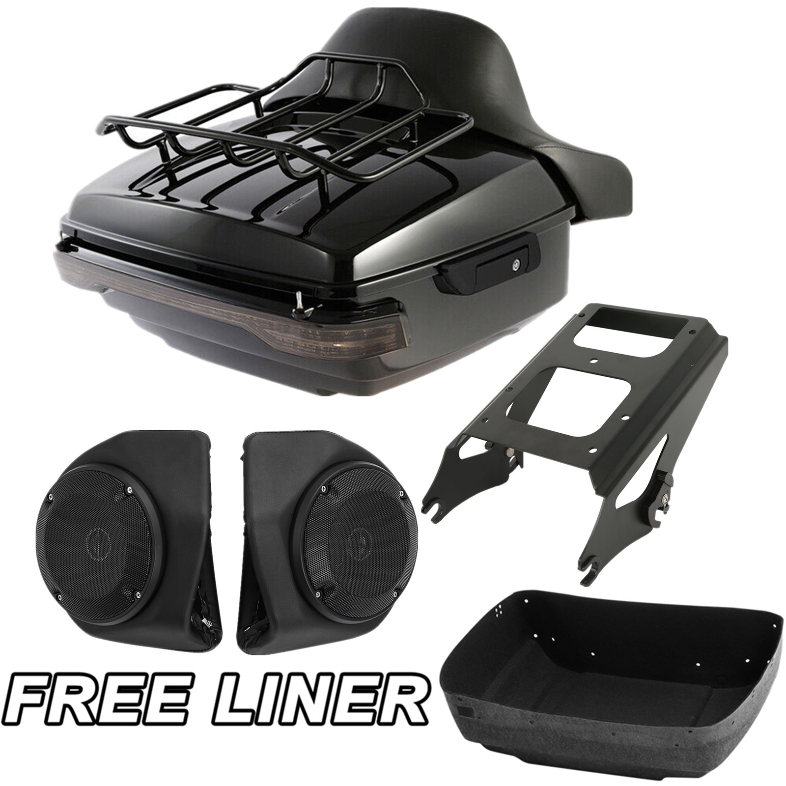 King Pack Trunk Mount Light Speakers Fit For Harley Davidson CVO Touring 2009-13