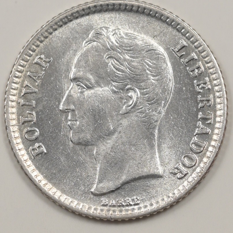 Venezuela 1954 Fourth republic 25 Céntimos Silver P151486