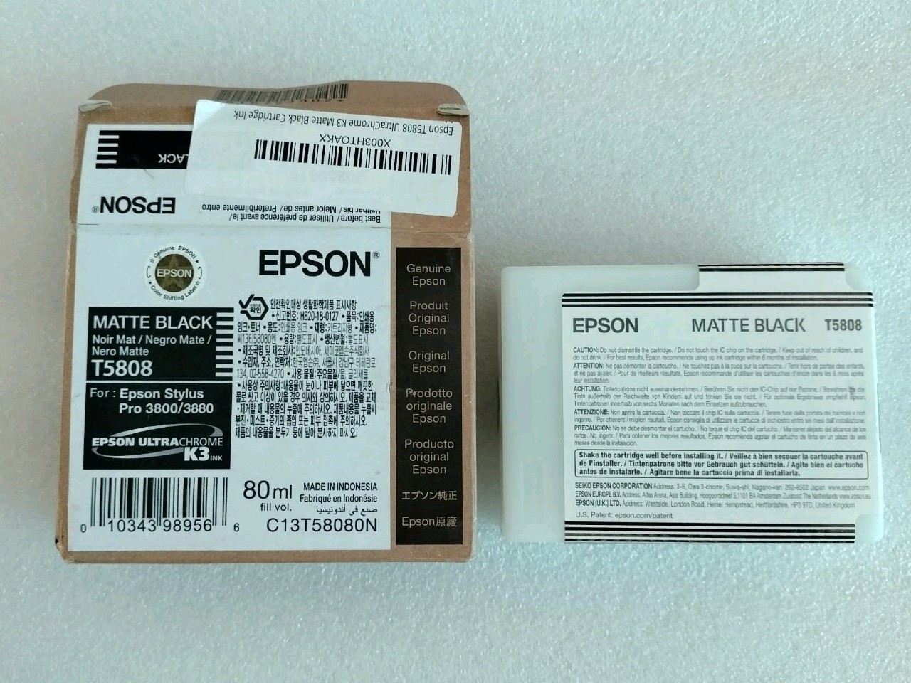 08-2026 Opened Bag Never Used T5808 Genuine Epson Pro 3800 3880 Matte Black Ink