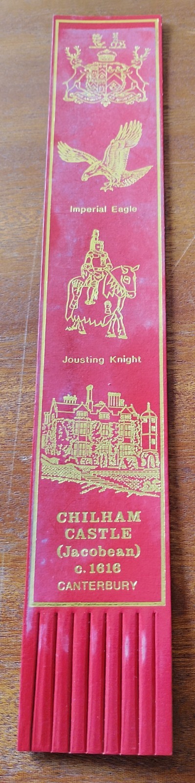 Chilham Castle 🏰 Kent Red Vintage Leather Bookmark MUSTY D78 