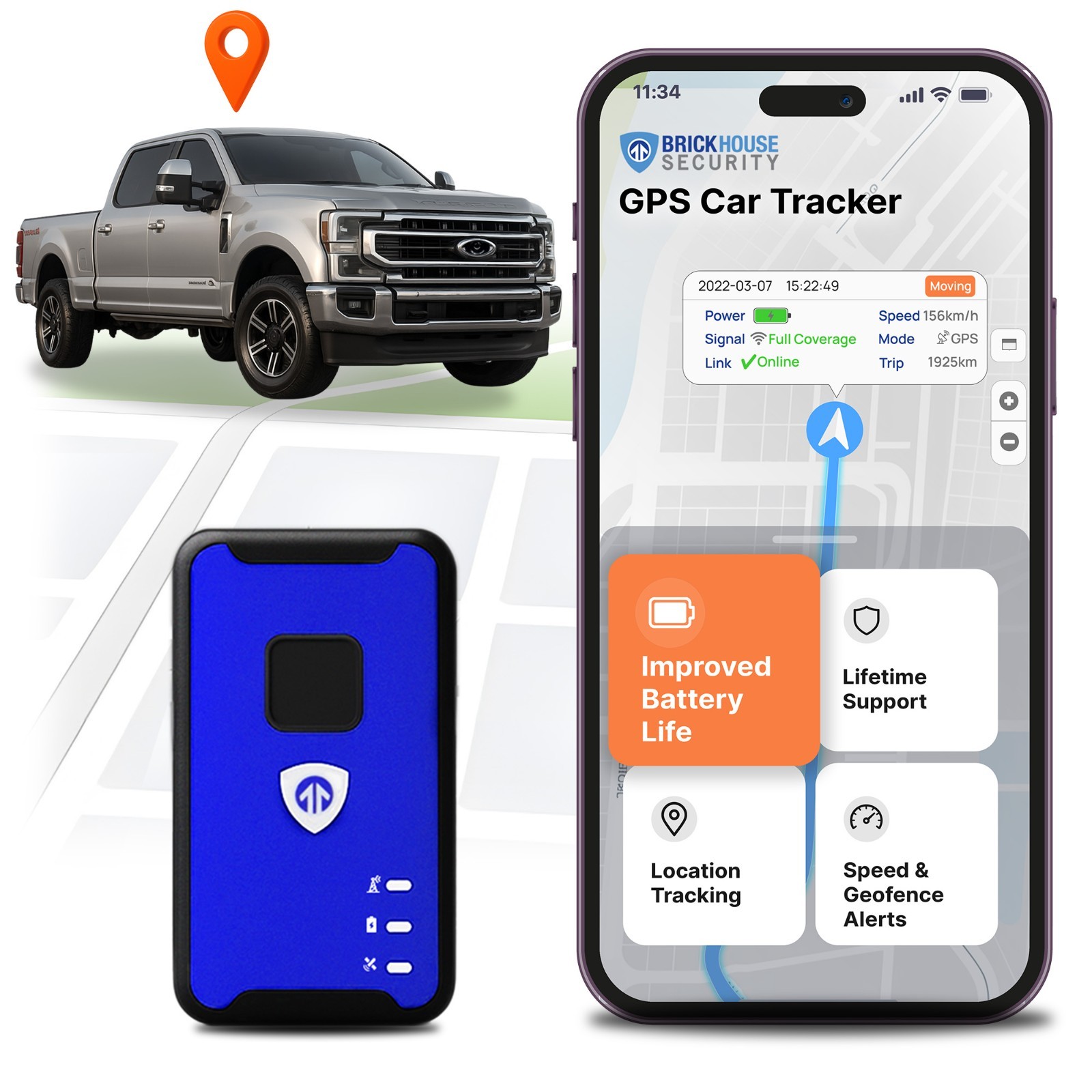 Brickhouse Security Spark Nano 7 GPS Tracker for Vehicles - Car Mini GPS Tracker