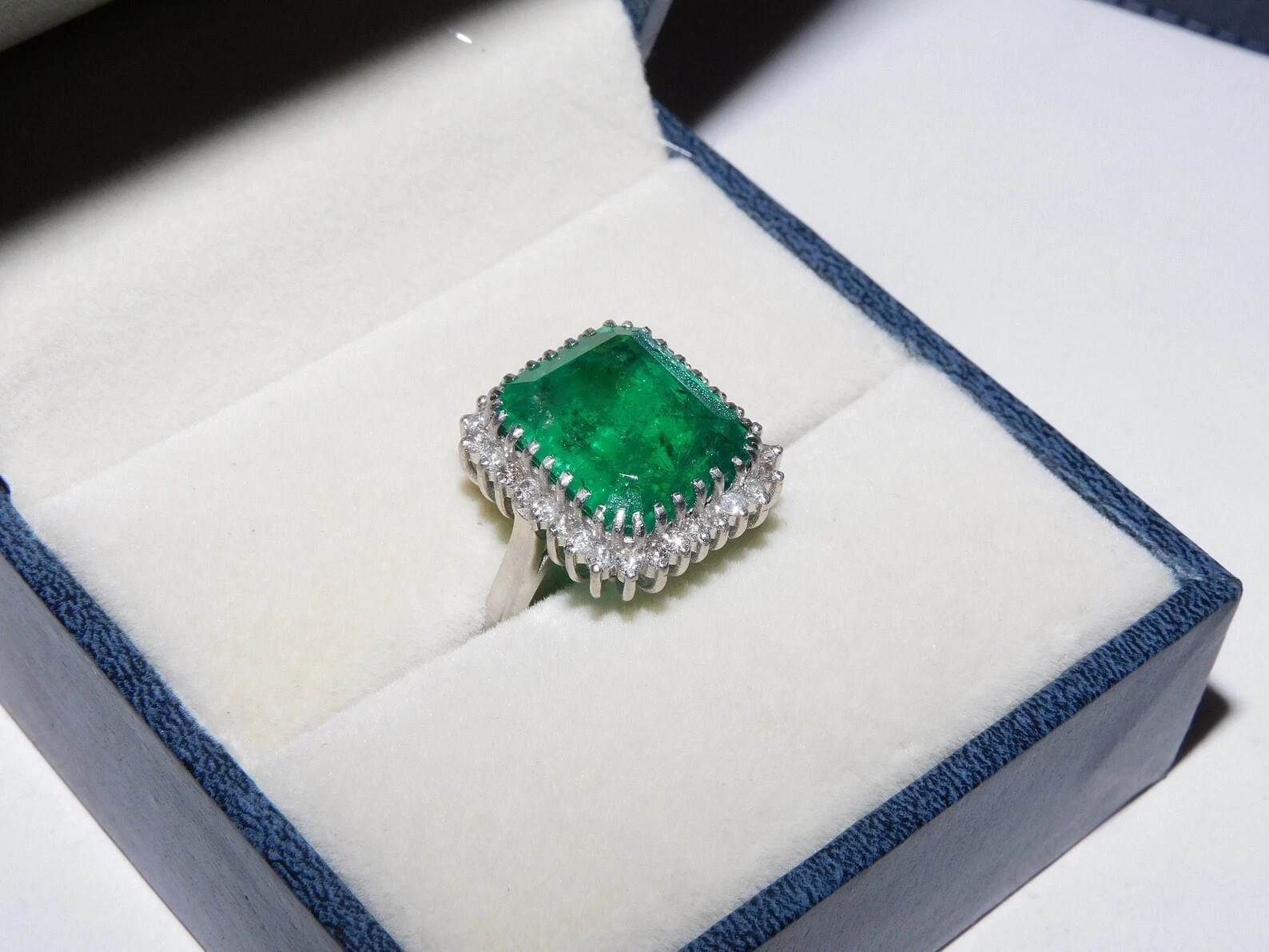 6.30 Ct Princess Cut Natural Emerald & Diamond Wedding Ring  925 Sterling Silver