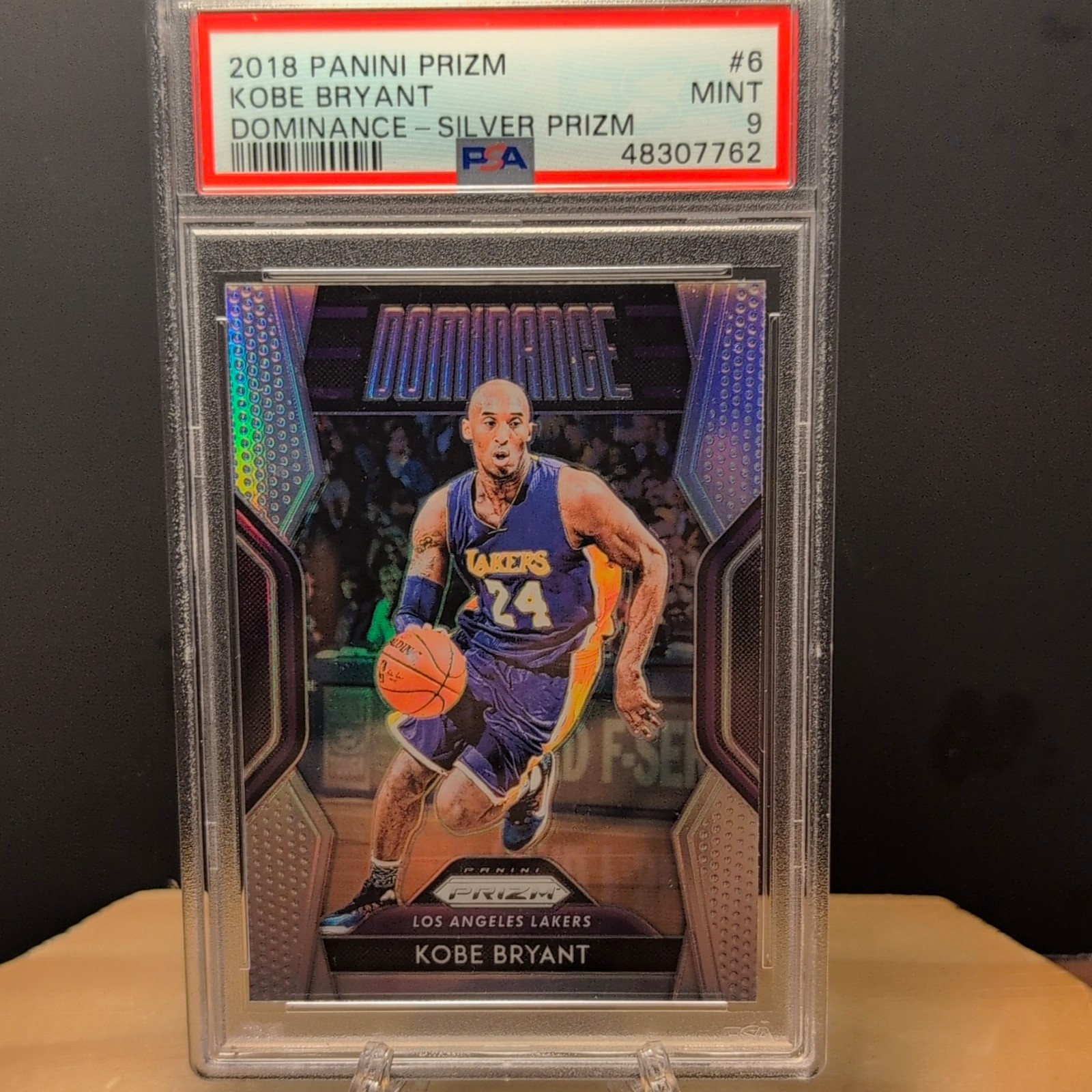 Panini 2018-19 Prizm Dominance Kobe Bryant Lakers #6 Silver Prizm PSA 9 Panini 2018-19 Prizm Dominance Kobe Bryant Lakers #6 Silver Prizm PSA 9