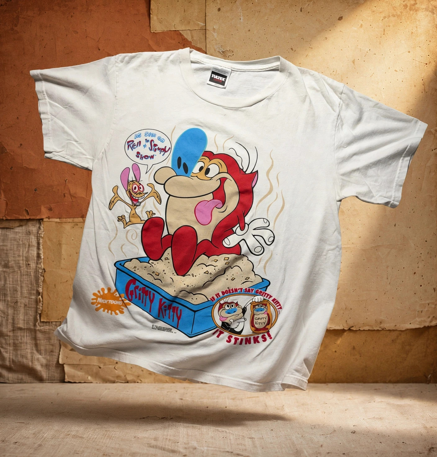 Vintage 1992 Ren & Stimpy Gritty Kitty T-Shirt Mens L TULTEX Single Stitch Vintage 1992 Ren & Stimpy Gritty Kitty T-Shirt Mens L TULTEX Single Stitch