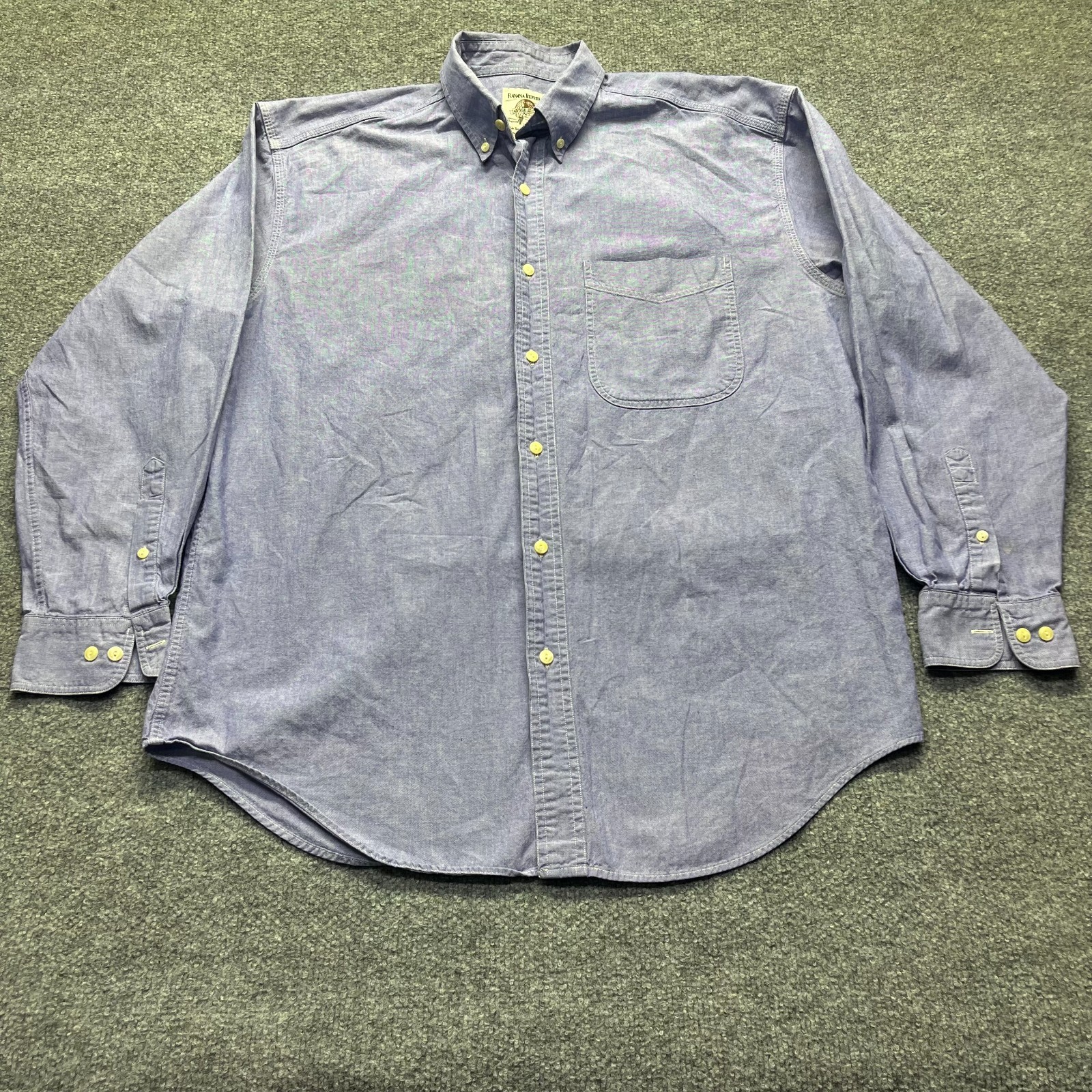 Vintage Banana Republic Mens Button Down Shirt L Blue Cotton Safari Travel