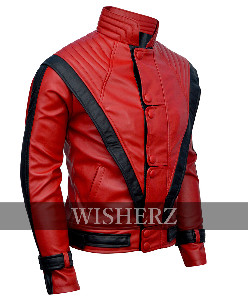 MJ Thriller Red Faux Leather Jacket, Michael Jackson Red Thriller Jacket Costume